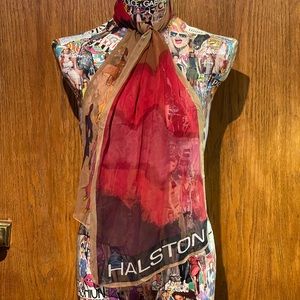 Halston Heritage Red and Brown Scarf